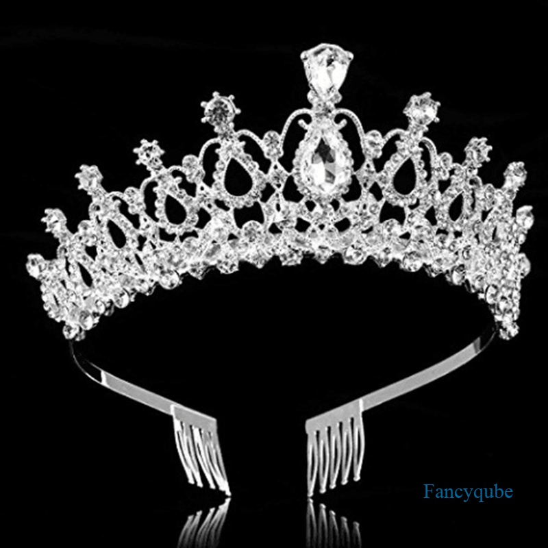 Tiara Mahkota Kristal Imitasi Tiara Dengan Sisir Bando Untuk Wanita Perempuan Pernikahan Prom Pesta Ulang Tahun Princess Vintage Brida