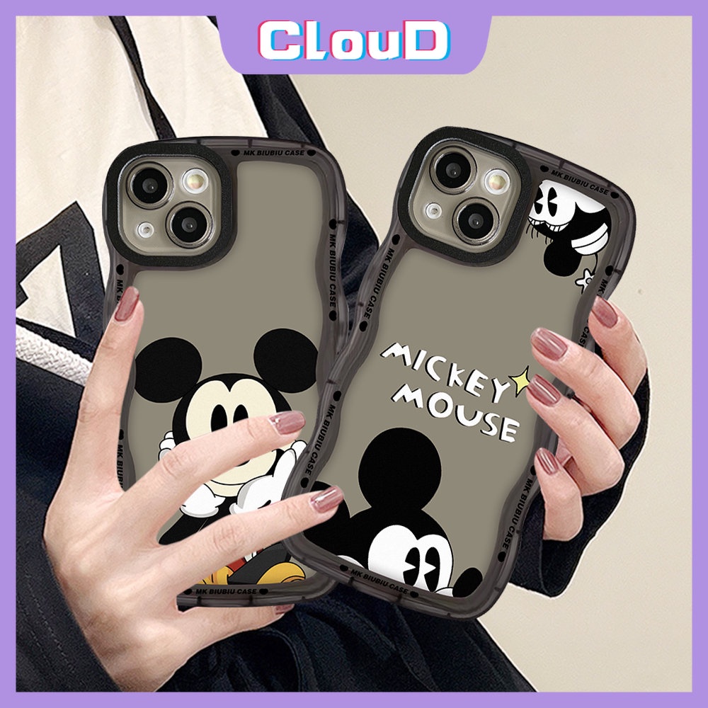 Case Kompatibel Untuk iPhone 11 Pro Max 7Plus 6Plus 13 11 12 14 Pro Max X XR XS Max8 7 6s 6 14 Plus SE 2020lembut Tpu Lucu Kartun Disney Mickey Mouse Wavy Edge Couple Cover