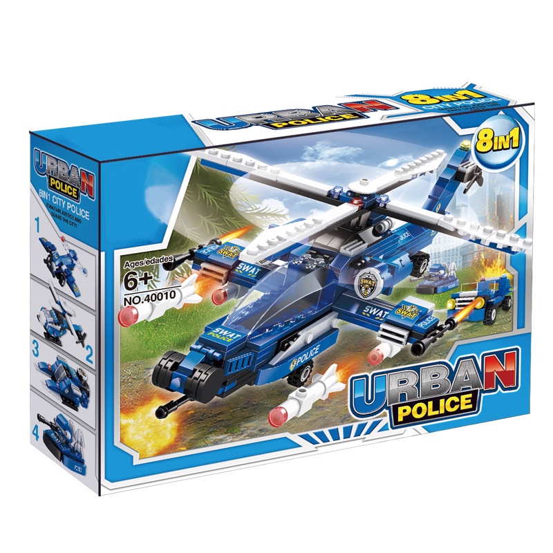 Ready✨Mainan Anak laki-laki/Warship model/Military Building Blocks/City Police Battleship Robot Toys