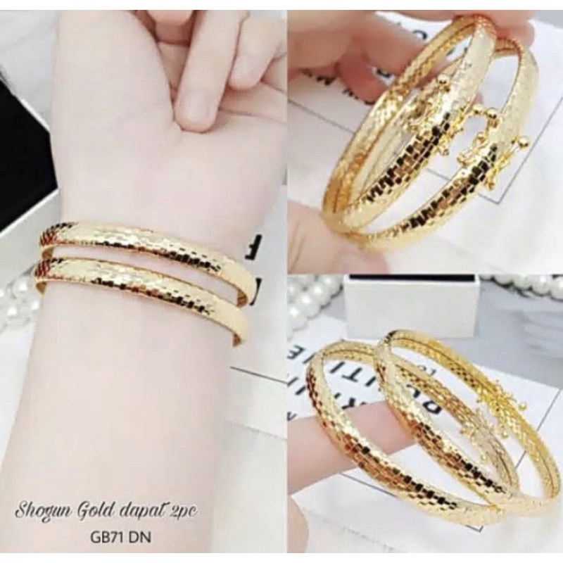 gelang tangan kolong 2pcs gelang keroncong kolong isi 2 perhiasan wanita titanium gold