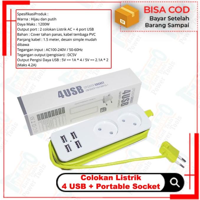 Colokan Listrik Traveling Stop Kontak Traveling Stop Kontak USB Non COD