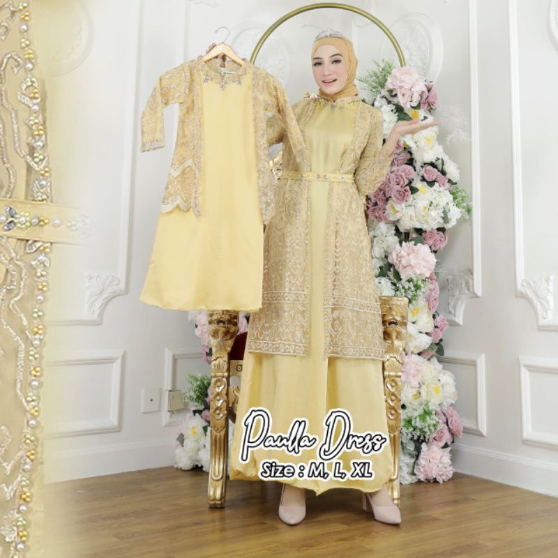 Permata Olshop / Couple Kebaya Gamis Paula Couple Ibu dan Anak / Kebaya Gamis Modern / Gamis Pesta Mewah / Gamis Modern / Gamis Kondangan