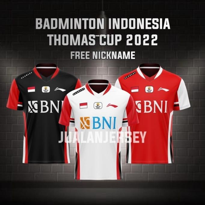 JERSEY KAOS BAJU Badminton Indonesia 2022 Thomas Cup FREE NIC NAME