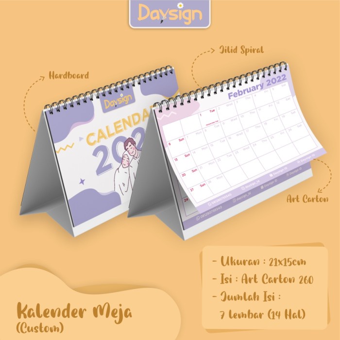 

DISKON Kalender Duduk Meja Custom 21x15 Satuan 2022 Code 2280