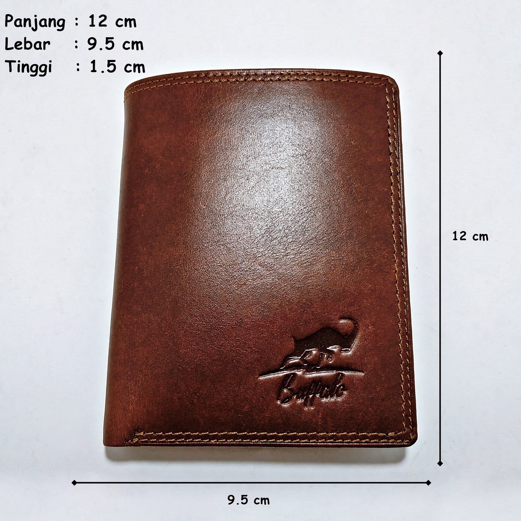 Dompet Pria 100% Kulit Asli Slot Kartu Banyak Model Lipat Casual - Coklat Brown Cokelat Buffalo 009