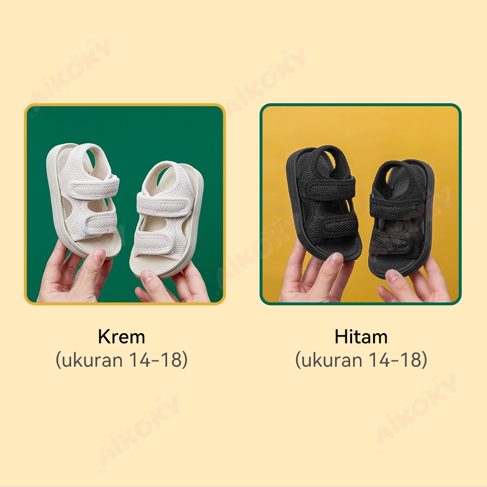 Aikoky Sepatu Sandal Anak Kain Bernapas Solid Kain Jala Lembut dan tahan lama tidak akan menggosok kaki Anda