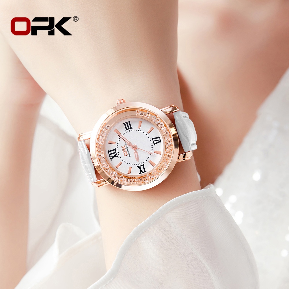 OPK Jam Tangan Wanita Murah Original Anti Air Kecil Kulit Luminous Terbaru Analog Women Watch