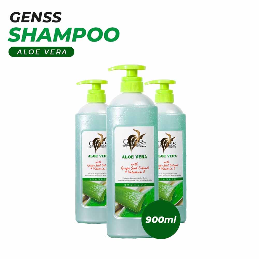 Shampoo Genss Aloe Vera with Grape Seed Extract + Vitamin E Pelurus Rambut Permanen