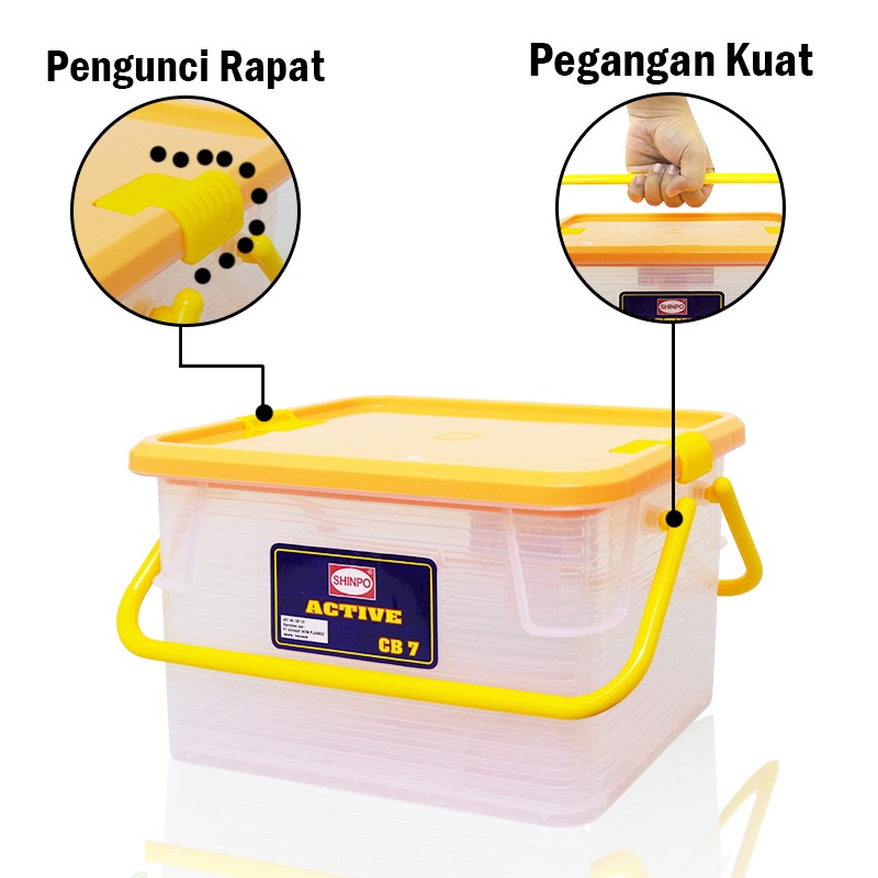 SHINPO CB 7 - Kotak Penyimpanan Kontainer Plastik 7 L Active Container Box Lock Pengunci Seal n Vacuum Vakum SPO-SIP-131-CB7- Kotak makan / Toples  / Box Makanan