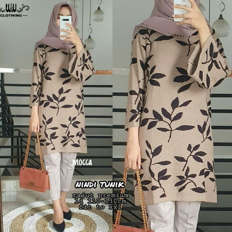 Nindi Tunik, TUNIK RAJUT JUMBO CANTIK MODIS FIT XXXL LD 110-130 BAHAN RAJUT PREMIUM TERMURAH OOTD