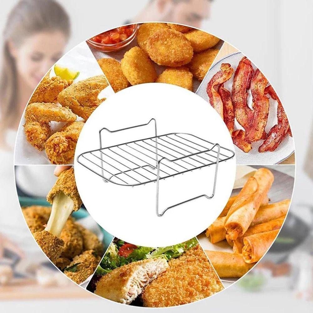 Top Stainless Steel Penjualan Panas Perlengkapan Dapur Baking Tray Air Fryer Holder Grill Holder