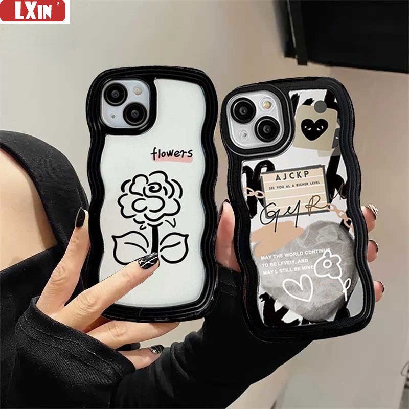 Casing Love Simple Case iPhone 14 14 Pro MAX 11 Pro 11 Pro MAX 12 12 Pro 12 Pro MAX iPhone 13 Pro MAX X XR XS MAX 6 6S 7 8 Plus SE 2020 Grafiti Garis Warna Floret Sarung Silikon