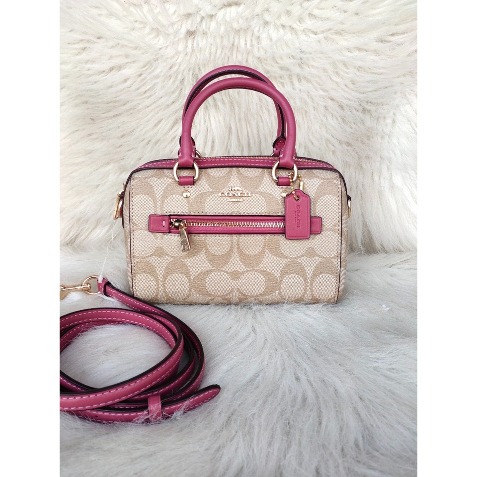 tas BRANDED ORI  mini rowan satchel signature khaki pink