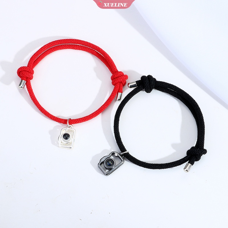 Fashion Baru Gelang Pasangan Tali Merah Dan Hitam Batu Proyeksi Magnet100Bahasa I Love You Valentine Day Bracelet [ZXL]