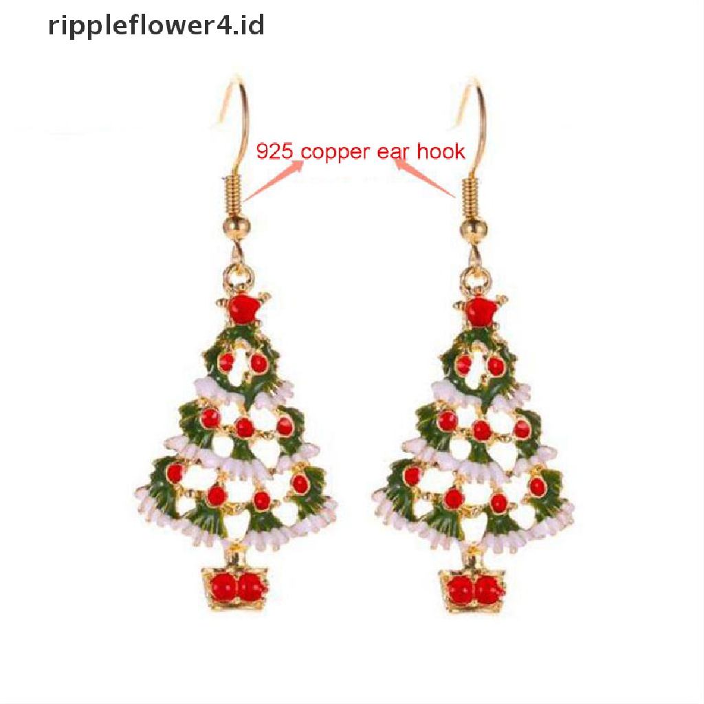 {rippleflower4.id} Anting Pohon Natal Trendy Untuk Wanita Santa Claus Snowman Drop Earrings Perhiasan Hadiah Natal~