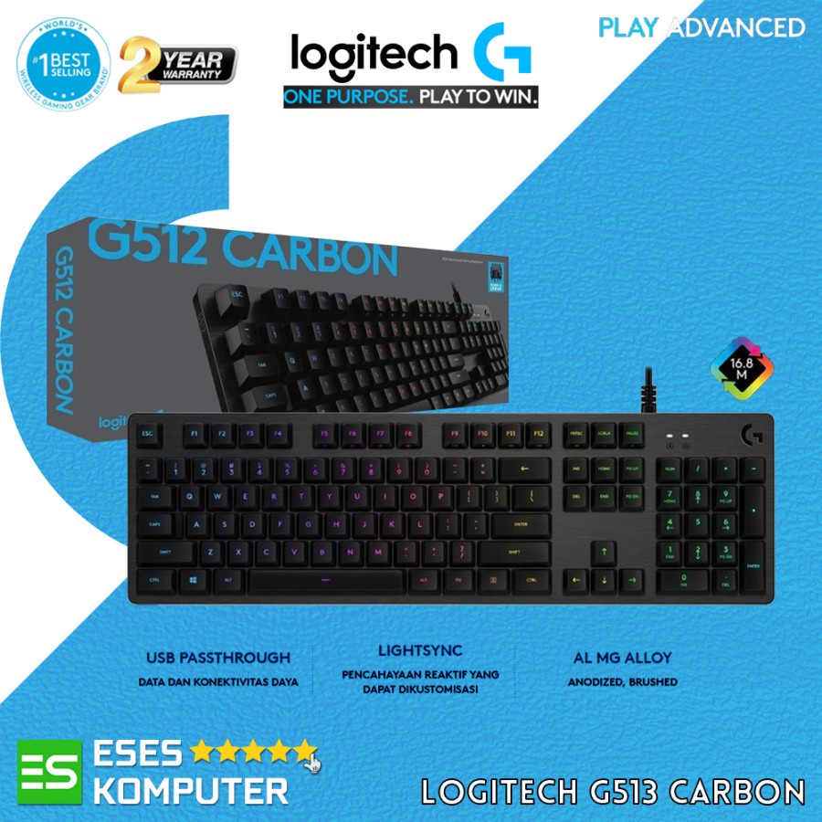 Keyboard Logitech G512 Carbon Lightsync RGB - Gaming - Mechanical Ori