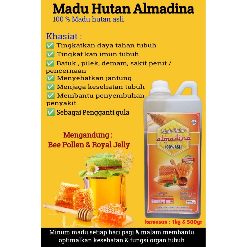 

MADU ASLI 100% MADU AL-MADINA Terjamin Kualitasnya Tanpa Bahan Pengawet Terjaga Orisinil