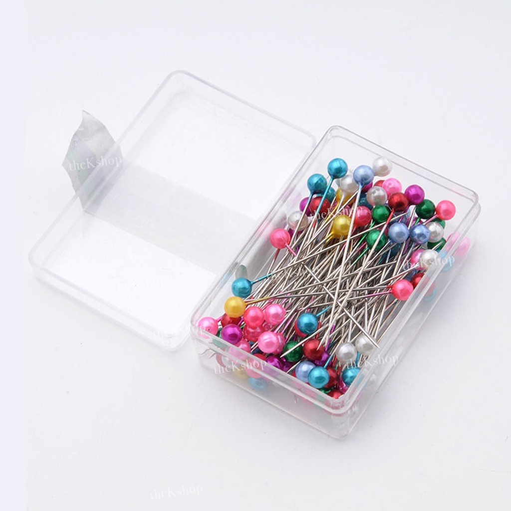 Jarum Pentul 100pcs Kotak Warna Warni Anti karat / Jarum Pentul Hijab / Jahit Stainless