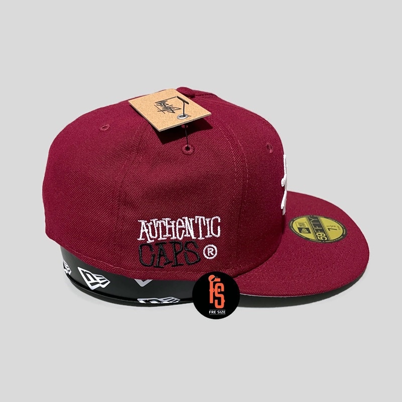 TOPI NEW ERA ORIGINAL 5950 AC STUSSY CARDINAL RED