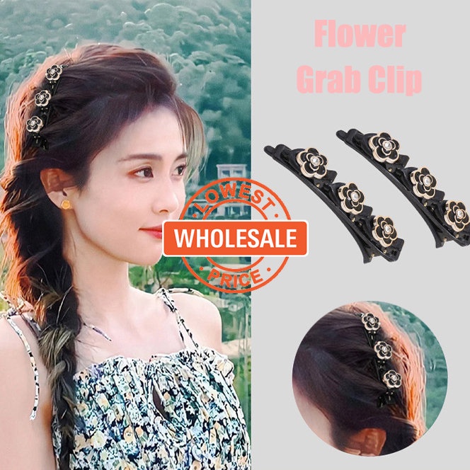 [Harga Grosir] 1pc Jepit Rambut Dua Lapis Poni Klip Samping Gadis Rambut Patah Tetap Klip Bunga Braided Hair Duckbill Clip