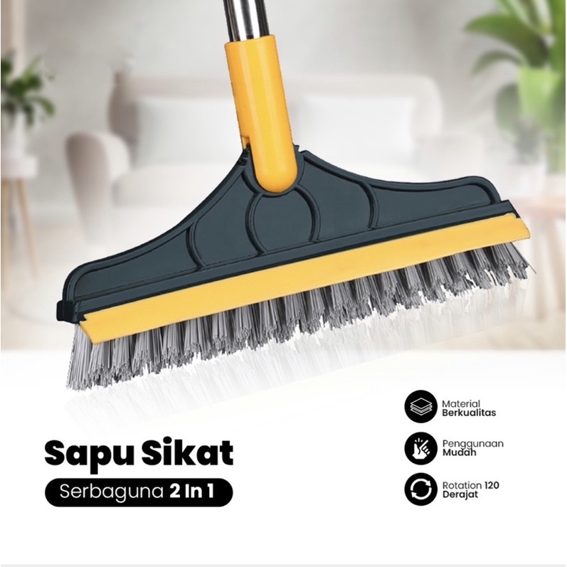 SIKAT PEMBERSIH LANTAI SAPU LANCIP 2 IN 1 - ALAT PEMBERSIH LANTAI KACA MULTIFUNGSI GAGANG PANJANG STAINLESS - DORONGAN SEROKAN AIR