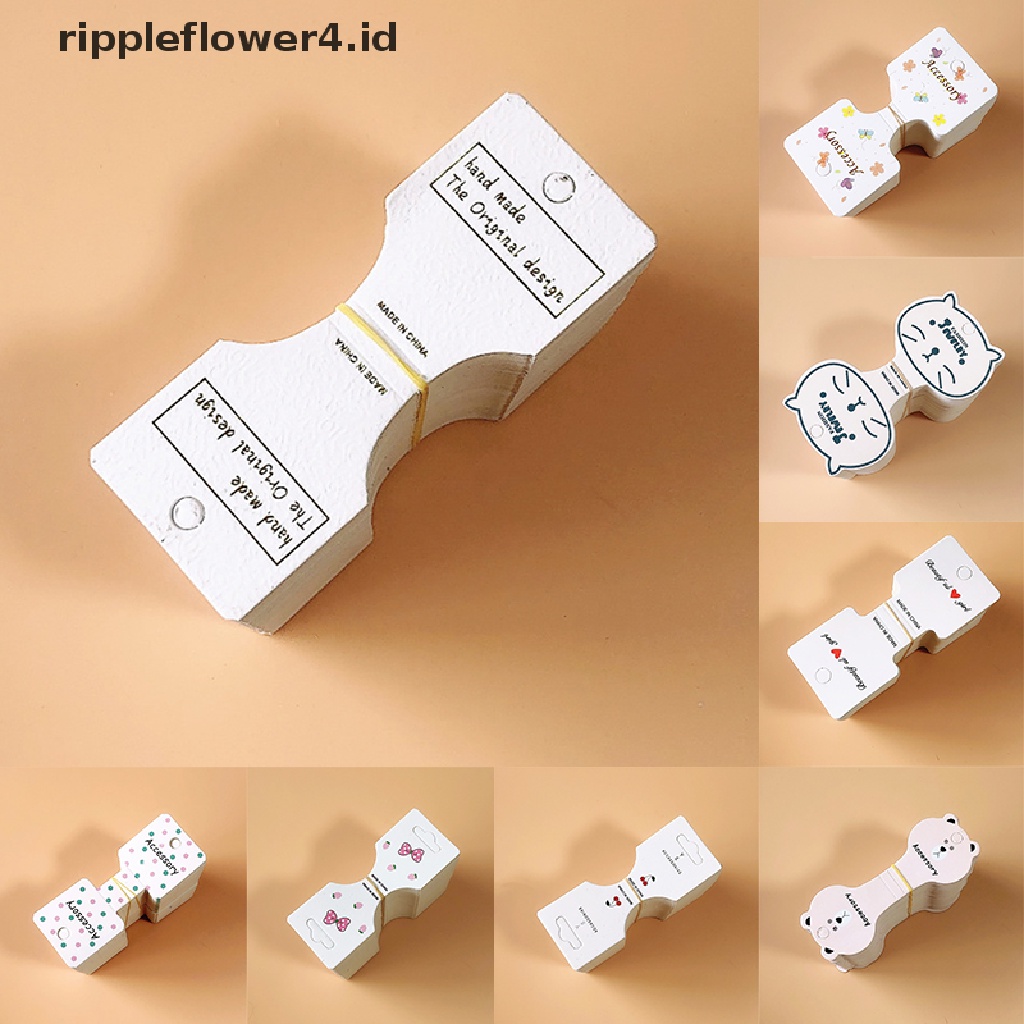 {rippleflower4.id} 50pcs Putih Papan Kertas Lipat Dewasa Anak Jepit Rambut paperboard Tali Rambut card Hiasan Rambut Hiasan Kepala Bahan Kemasan~
