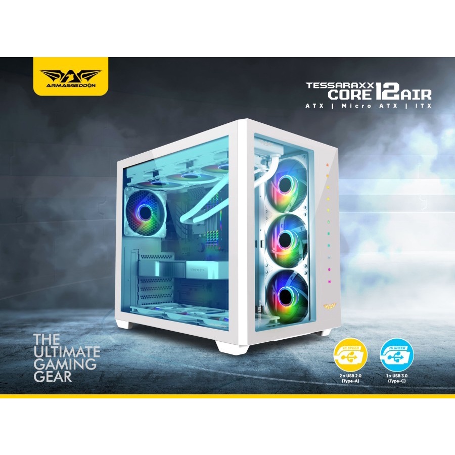 Casing Gaming Armaggeddon Tessaraxx Core 12 Air E-ATX | Black PC Case