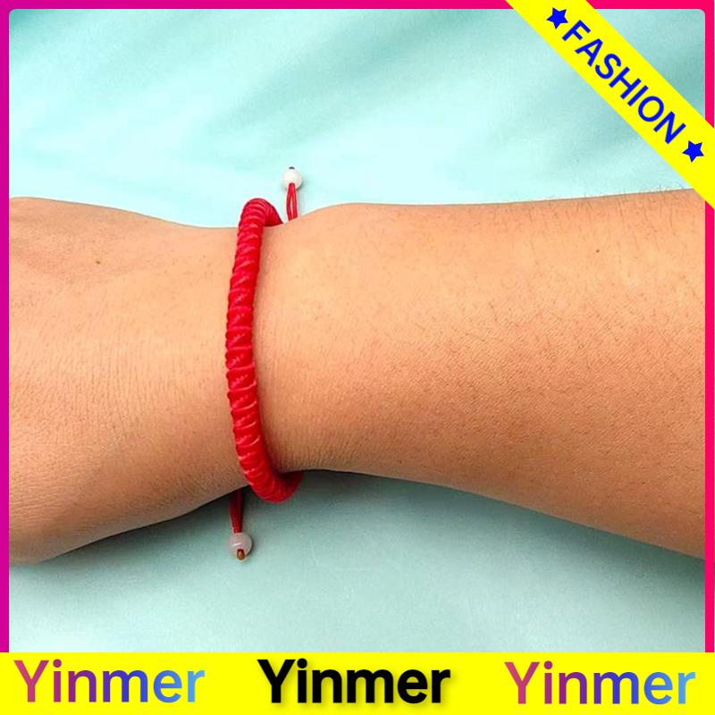 COD✨ 1Pcs Gelang Keberuntungan Rajut Handmade Adjustable Warna Merah Hitam Coffee untuk Pria / Wanita-Yinmer
