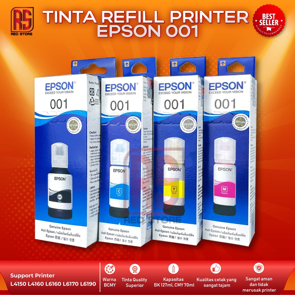 1 SET 4 PCS Tinta Epson 001 For Printer L4150 L4160 L6160 L6170 L6190