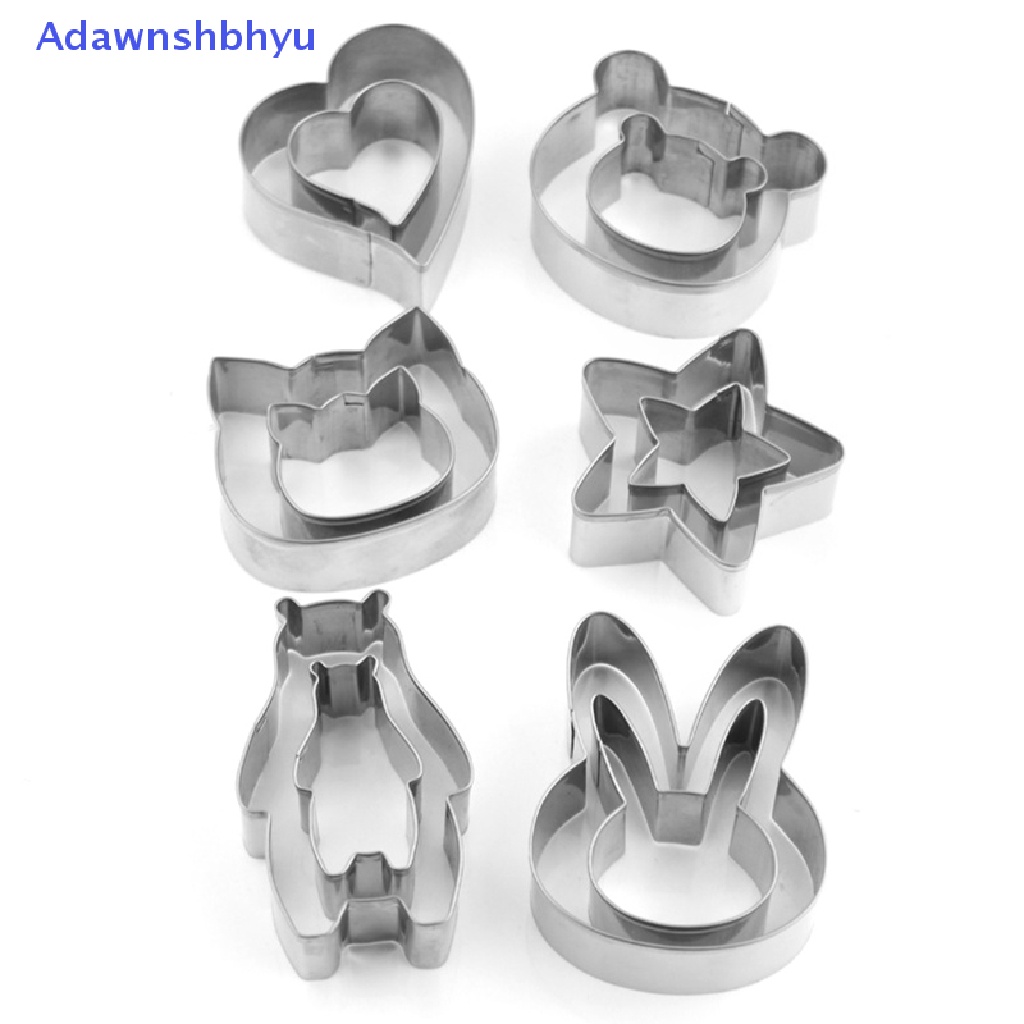 Adhyu 12Pcs/Set Bentuk Cookie Cutter Hewan Cookies Pastry Fondant Biskuit Cetakan Kue ID