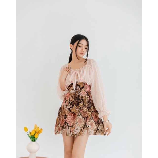 [ Keyclothingline ] Polly Dress / Dress Floral Wanita