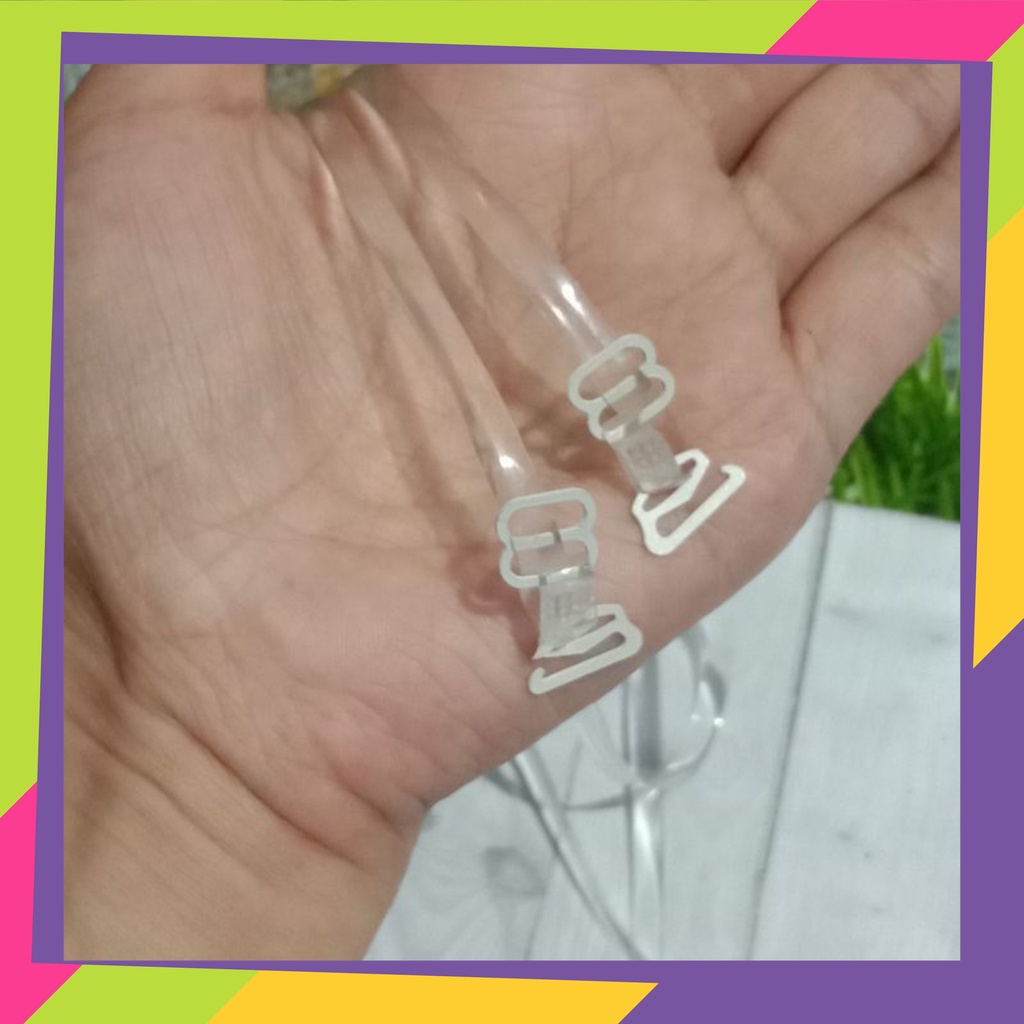 1648 [Grosir] 12pcs Tali BH transparan ukuran 0,5 cm / Tali Bra bening gepeng setelan besi