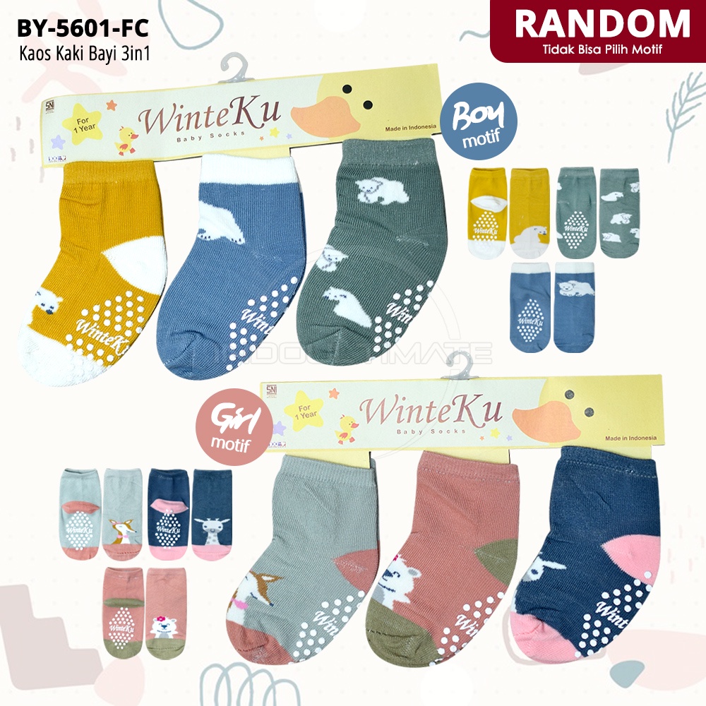 3in1 Kaos Kaki Bayi 0-6 Bulan Baby Sock Sarung kaki Bayi Perempuan Laki Laki Baru Lahir Motif Karakter Lucu Pelindung Kaki bayi Kaos Kaki Bayi Cewek Cowok  BY-5601-FC