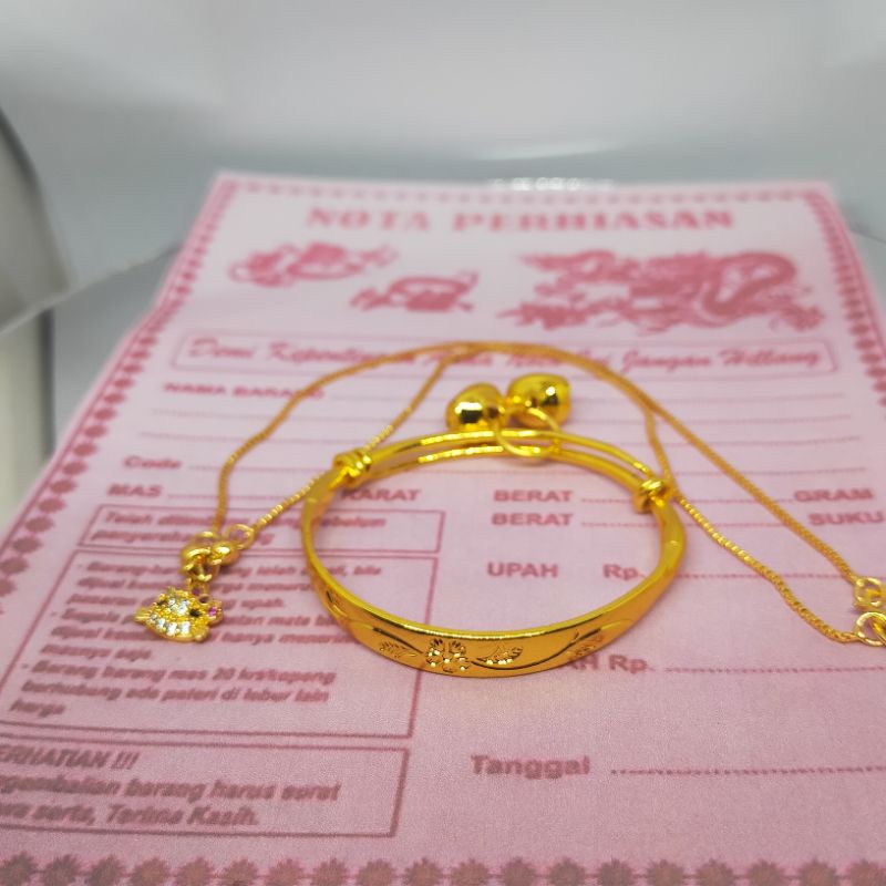 set perhiasan anak kalung bonus gelang sepuhan emas asli,,,kalung anak free gelang tangan lapis emas