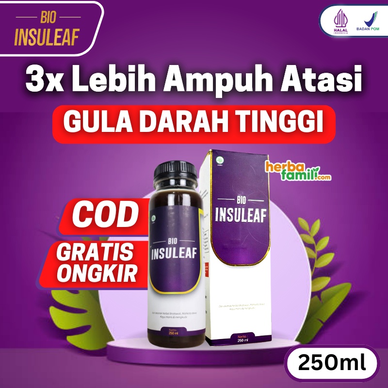 BIO INSULEAF OBAT DIABETES 100% ORIGINAL 250ml | Herbal Alami Bantu Atasi Kencing Manis Turunkan Gula Darah Asam Urat Kolesterol Cegah Gagal Ginjal