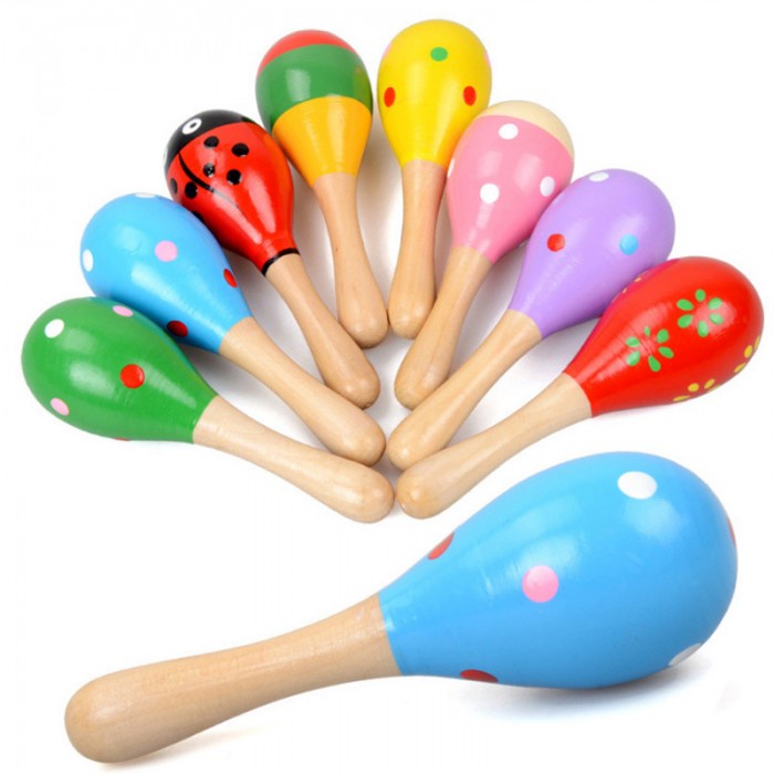 Mainan Musik Bayi Maracas Baby Stik Kerincingan Rattle Marakas Kayu Wooden Toys Rattle Stick