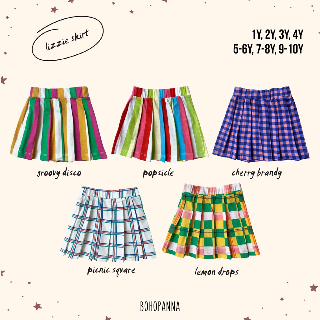 Bohopanna Lizzie Skirt 1-10 Tahun Lizzy Flare Skirt Rok Anak Perempuan CBKS