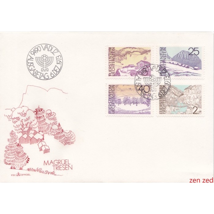 

A652 Prangko Liechtenstein FDC 1973 Landscapes 1 Pcs