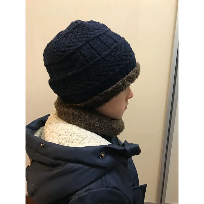 Topi set syal rajut bulu anak musim dinginWinter hat scarf kids