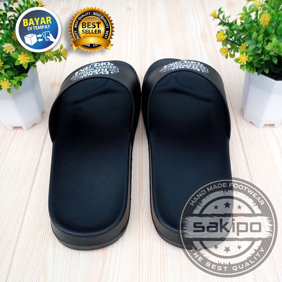 PROMO 1.1 MANTUL SALE !! SANDAL DISTRO KEREN KEKINIAN PRIA DEWASA REMAJA SLIDE HITAM TRENDI KEKINIAN RINGAN NYAMAN DIPAKAI / SAKIPO