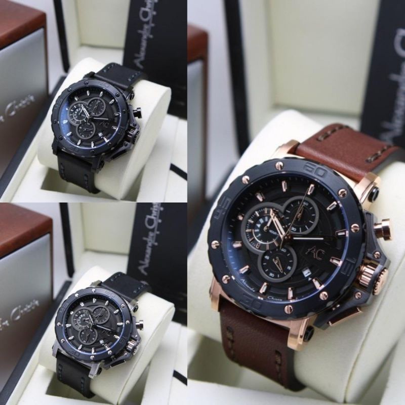 JAM TANGAN PRIA ALEXANDRE CHRISTIE AC 9205 AC9205 KULIT 44MM ORIGINAL