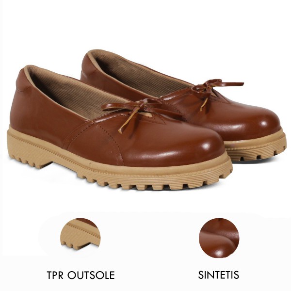 Sepatu Slip On Wanita Trendy V 1791 Brand Varka Sepatu Flat Wanita Kuliah Kerja Hangout - Coklat