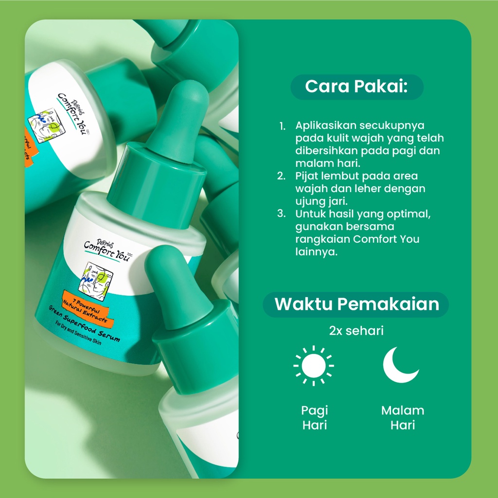 Dermies Comfort You Green Superfood 20ml - Serum Kulit Kering &amp; Sensitif