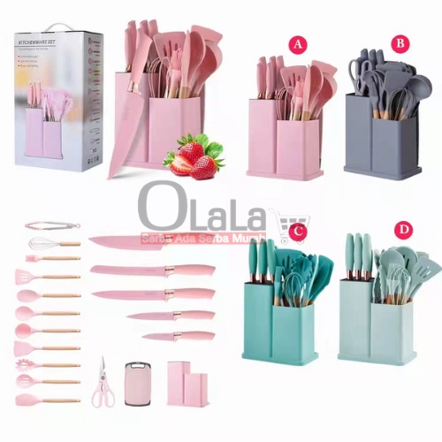 ( OJE ) SPATULA SILICON SET 19 PCS ALAT MASAK SERBAGUNA TAHAN PANAS TM-4299