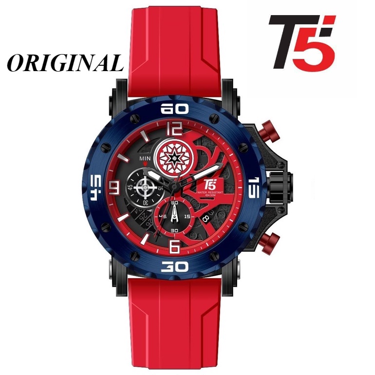 Jam Tangan Pria T5 H 3956 / T5 H3956 Original Kasual Chronograph Tali Rubber Jam Tangan T5 Original