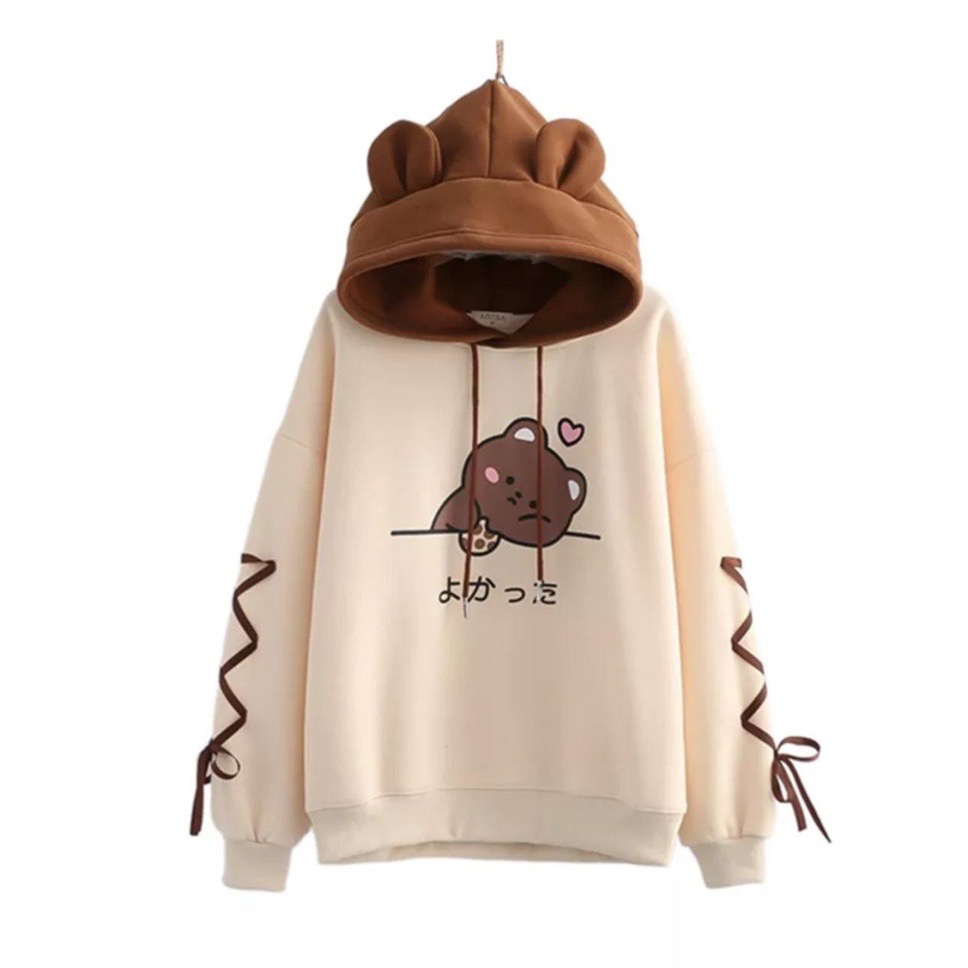 HOODIE COOKIES LOVE BEAR SWEATER HODIE BEAR WANITA OVERSIZE