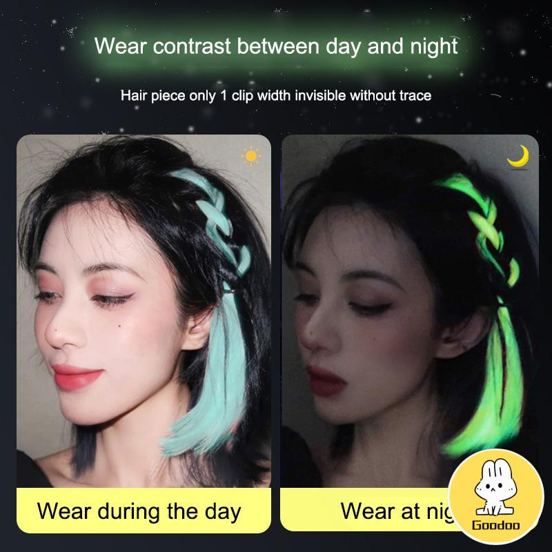 Wig Rambut Palsu berkilau Rambut Palsu Warna Jepit Aneka Desain Aksesoris Rambut DIY Untuk Wanita -Doo