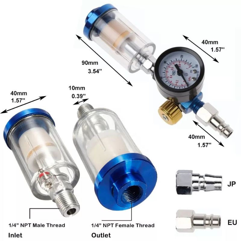 W101 Regulator Spray Gun Air Gauge+Trap Filter+EU Adapter