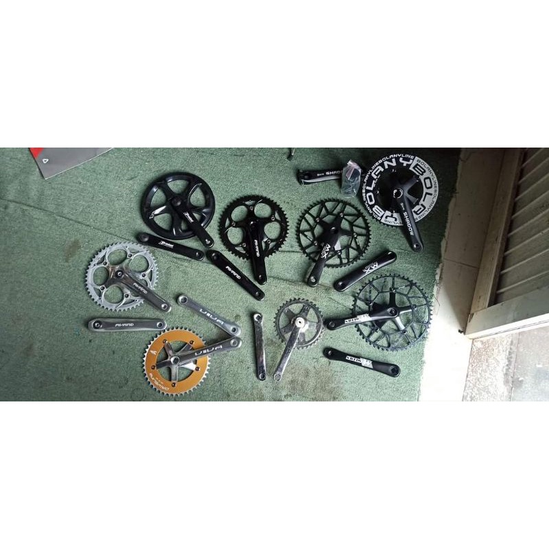 crank ht 1 ht 2 hollowtech 2 bolany advan syte hitam polish crom classic chainring 36t, 52t, 42t, 56