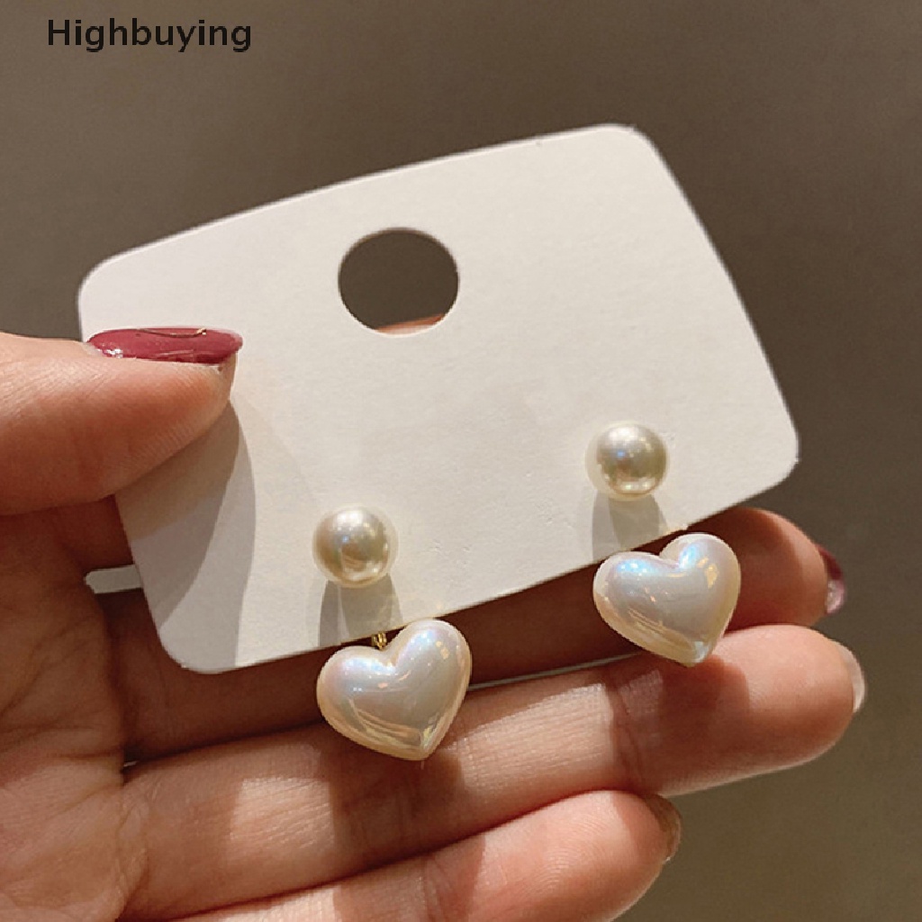 Hbid 1pasang Fashion Dikontrak Hati Mutiara Anting Halus Joker Manis Elegan Temperamen Wanita Drop Earrings Hadiah Glory